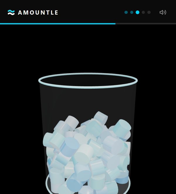 Blue cubes in a glass in Amountle