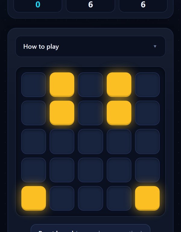 A Lights Out board on PuzzleBeat