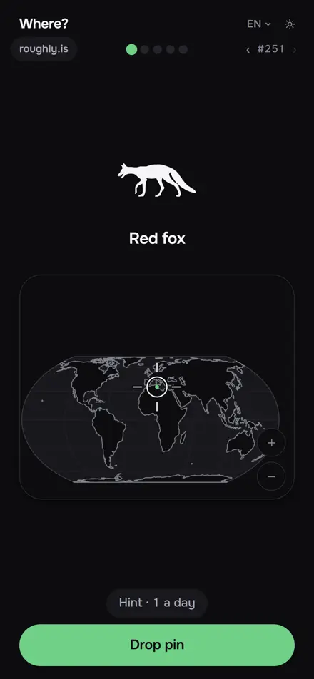 The world map being dragged under the crosshair