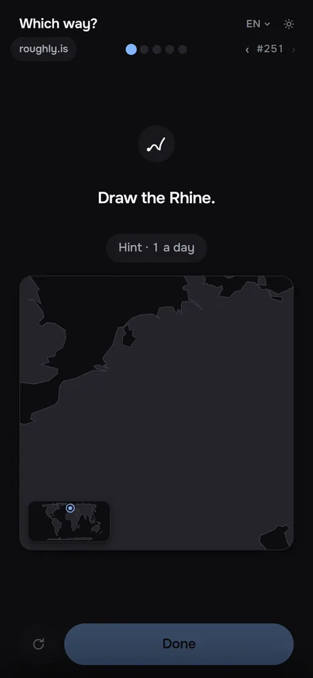 A river name above an empty map with coastlines and lakes