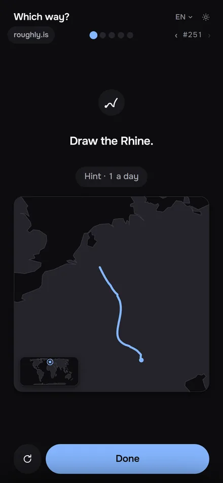 A line being drawn across the map with one finger